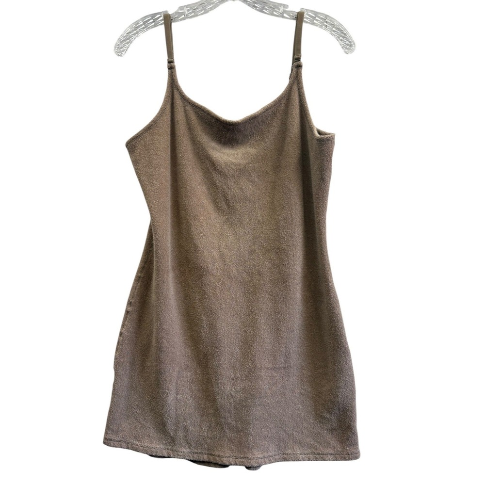 SKIMS Desert Terry Cloth Lounge Mini Dress Stretch Slip Bodycon Neutral 2XL‎